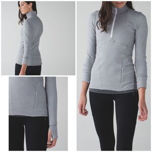 Lululemon Kanto Catch Me 1/2 Zip Heathered Herringbone Yoga Workout Pullover 4‌‍